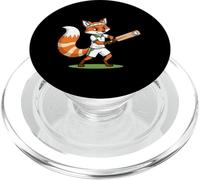 Cute Red Fox Playing Fun Cricket Sport Character PopSockets PopGrip for MagSafe