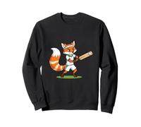 Cute Red Fox Playing Fun Cricket Sport Character Sweatshirt