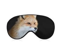 Cute Red Fox Sleep Mask Blindfold Black Background Adjustable Super-Smooth Soft Eye Mask Cover for Men Women Travel and Nap
