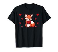 Cute Red Fox Valentines Day Animal Lover Hearts T-Shirt