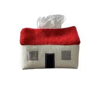 Cute Red Grey House Thickening Fabric Tissue Cover Tissue Storage Bag Creative Home Decoration Napkin Holder Kitchen Acceesories(Color 1)