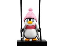 Cute Red Hats Swinging Penguin Car Decorate Accessories Car Mirror Hanging Accessories Car Pendant Car Accessories Penguins Car Mirror Hanging Accessories swinging car hanging ornament