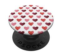 Cute Red Hearts Pattern Love Valentine PopSockets Adhesive PopGrip