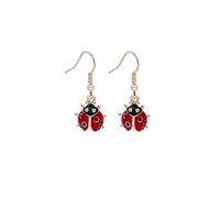Cute Red Ladybug Dangle Hook Earrings for Women Hypoallergenic Funny Dainty Small Beetle Delicate Adorable Ladybird Black Head Crystal Bugs Insect Drop Earring Fashion Lucky Animal Jewelry Christmas