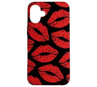 Cute Red Lipstick Kisses Kiss Lips pattern Case for iPhone 16 Plus