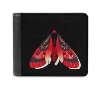 Cute Red Moth Bi-fold Men's Wallets with 6 Card Slots Slim Travel Purse Leather Money Clip