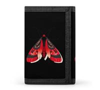 Cute Red Moth Trifold Men's Wallets with 8 Card Slots & Key Hook Slim Travel Purse Money Clip