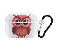 Cute Red Owl AirPods Pro 2 Case Cover, Shockproof Hard Shell Protective Case for Women Men, Compatible with Airpod Pro Case 2nd/1st Generation with Keychain-White