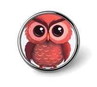 Cute Red Owl Badges Circle with Button Design, Personalized Picture Pin Brooches, Round Badge Holders for Decorate Hat Shirt Clothing Bag Accessories