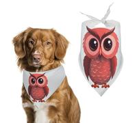Cute Red Owl Dog Bandana Washable & Adjustable Triangle Scarf, Breathable Pet Scarf for Small Medium Large Pets, Cute Fashion Pet Accessory