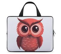 Cute Red Owl Laptop Sleeve Ultra-Thin, Lightweight & Waterproof 15inch Laptop Bags, Durable Neoprene Material, Portable Protective Computer Bag with Hand Strap