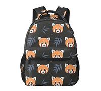 Cute Red Panda And Bamboo Kids Backpacks Large-Capacity School Bags 16 Inch Portable Laptop Bookbag Casual Backpack For 1th- 6th Grade Boys And Girls
