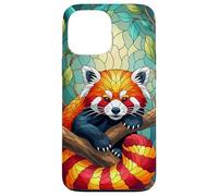 Cute Red Panda Animal Graphic Stained Glass Art Case Case for iPhone 13 Pro Max