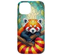 Cute Red Panda Animal Graphic Stained Glass Art Case Case for iPhone 14