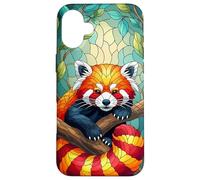 Cute Red Panda Animal Graphic Stained Glass Art Case Case for iPhone 16 Plus