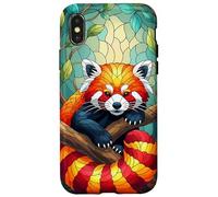Cute Red Panda Animal Graphic Stained Glass Art Case Case for iPhone X/XS