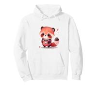 Cute Red Panda Drinking Coffee Kawaii Animal Lover Pullover Hoodie