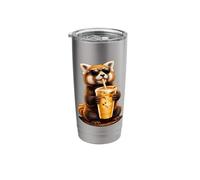 Cute Red Panda Enjoying Iced Coffee Funny Coffee Lover Stainless Steel Insulated Tumbler