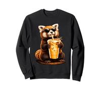 Cute Red Panda Enjoying Iced Coffee Funny Coffee Lover Sweatshirt