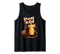 Cute Red Panda Enjoying Iced Coffee Funny Coffee Lover Tank Top