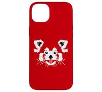 Cute Red Panda Face on a Red Case for iPhone 14 Plus