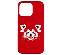Cute Red Panda Face on a Red Case for iPhone 15 Pro Max