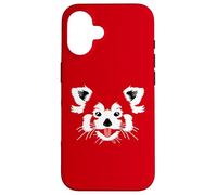 Cute Red Panda Face on a Red Case for iPhone 16