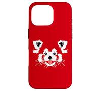 Cute Red Panda Face on a Red Case for iPhone 16 Pro