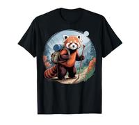 Cute Red Panda Hiking Explorer with Backpack T-Shirt