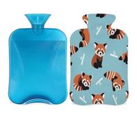 Cute Red Panda Hot Water Bottle with Cover, Panda Painted 2L Hot Water Bag for Pain Relief, Neck and Shoulder, Hand Feet Warmer