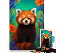 Cute Red Panda in Flowers Jigsaw for Adults 1000 Pieces Reason Boost Indoor Play Playful Challenge Wall Art (50x75cm)
