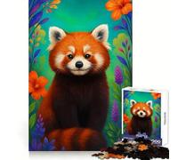 Cute Red Panda in Flowers Jigsaw for Adults 1000 Pieces Reason Boost Indoor Play Playful Challenge Wall Art (50x75cm)