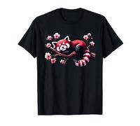 Cute Red Panda Japanese Cherry Blossoms Sakura Flower Art T-Shirt