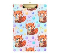 Cute Red Panda Pastel Clipboard Writing Clipboard Writing Board, 12.5 x 9 Inches Gold Clip