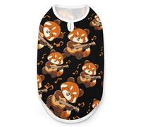 Cute Red Panda Playing Guitar Dog Clothes Fashionable Sleeveless Pet Vest Puppy Breathable Shirts for Small Medium Dogs Cat L