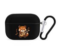 Cute Red Panda Playing Guitar Funny Headphone Cases Compatible with AirPods Pro Hard PC Protective Cover with Keychain