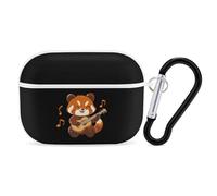 Cute Red Panda Playing Guitar Funny Headphone Cases Compatible with AirPods Pro Hard PC Protective Cover with Keychain