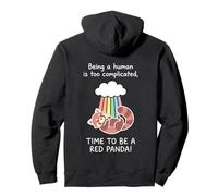 Cute Red Panda Rainbow Being A Human Is Complicated Costume Pullover Hoodie