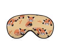 Cute Red Panda Sleep Mask Blindfold Bamboo Adjustable Super-Smooth Soft Eye Mask Cover for Men Women Travel and Nap