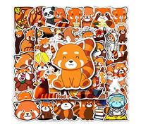 Cute Red Panda Stickers - 50pcs Waterproof Cartoon Panda Stickers for Water Bottle, Laptop, Car, Motorcycle, Bicycle, Skateboard, Scrapbooking, Notebook - Kids, Teens, Adults