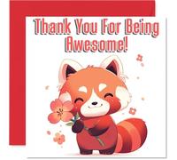 Cute Red Panda Thank You Card for Girls Boys - Awesome Animals - Thankyou Cards for Cousin Brother Niece Son, 145mm Thank You So Much Appreciation Greeting Cards