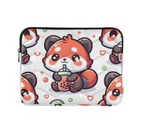 Cute Red Panda with Bubble Tea Cartoon Laptop Sleeve Case for 13-14 Inch Notebook, Portable Computer Bag Briefcase Tablet Travel Carrying Case