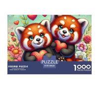 Cute Red Pandas 1000 Pieces Challenging Game Toys Gift -Red Panda Love Hearts for Home Wall Decoration Puzzle for Adults Kids38x26cm/1000pcs