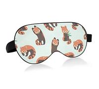 Cute Red Pandas Eating Green Bamboo Leaves Seamless Eye Masks Cover Blocks Light Sleep Mask Shade Cover Blindfold Relaxing Eyeshade Cover with Adjustable Head Strap for Men Women Kids