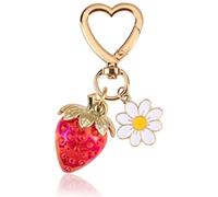 Cute Red Pink Strawberry Flower Daisy Bee Heart Shape Keychain Gift for Bag Key Chains Accessories Keychains Gifts for Women