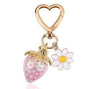 Cute Red Pink Strawberry Flower Daisy Bee Heart Shape Keychain Gift for Bag Key Chains Accessories Keychains Gifts for Women