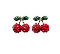 Cute Red Radish Cherry Strawberry Mushroom Earrings,Red Cubic Zirconia Stud Earrings,Lightweight Boho Beach Earrings for Women Best Present Jewelry Gifts, Gold Plated, Cubic Zirconia
