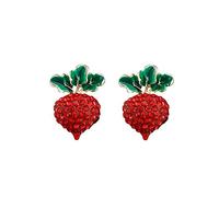 Cute Red Radish Strawberry Flower Apple Cherry Stud Earrings S925 needle Vivid Mushroom Vegetable Fruit Fashion Stud Earrings for Women Gilrs Best Present Gift for Birthday CHristmas New Year, 16mm