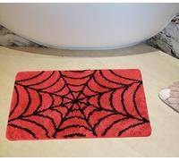 Cute Red Spider Web Bath Mat Red Bathroom Rugs Bathroom Accessories, Funny Non Slip Floor Bath Rug Machine Washable Bathmat Soft Microfiber Carpet for Bathtub & Shower (31.5 * 19.7 Inch)