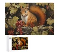 Cute Red Squirrel Jigsaw Puzzle for Adults 1000 PCS Wooden Challenging Puzzles for Home Party Decor